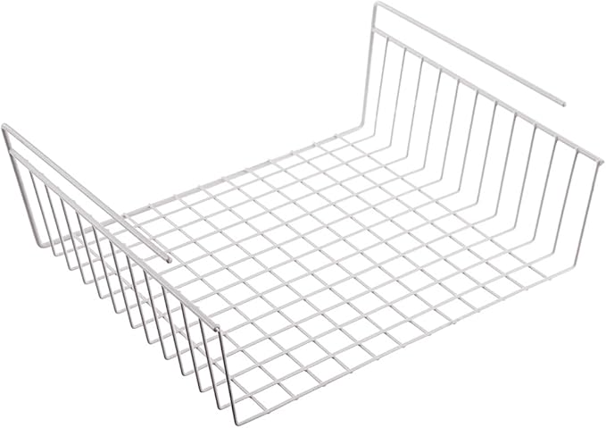 Miles Kimball Under Shelf Space Saving Wire Wrap Holder - White - Fits Shelves Up to 7/8" Thick