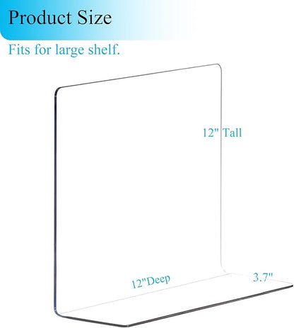 Shelf Dividers for Closet Organization: 12" Tall x 12" Deep Acrylic Shelf Dividers for Clothes Sweater Purse - Clear Closet Organizers and Storage Separators for Shelves, 12Pack