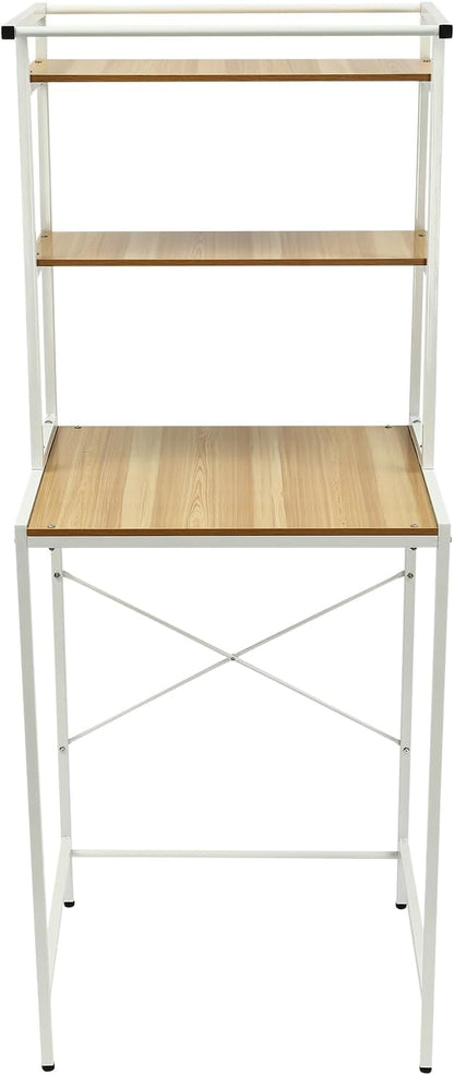 Over Washer and Dryer Shelves, 3 Tiers Laundry Room Storage and Organizer Standing Shelf, Metal Freestanding Clothes Drying Rack, Space Saving Organizers Shelf 27.1" W x 23.6" D x 69.5" H (Brown)