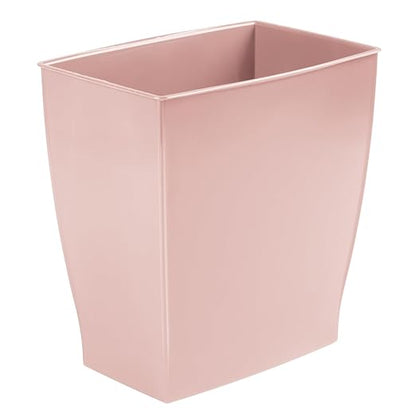 iDesign Small Plastic Bathroom Trash Can, Slim Rectangle Garbage Bin for Bedroom, Office, Dorm, Pink