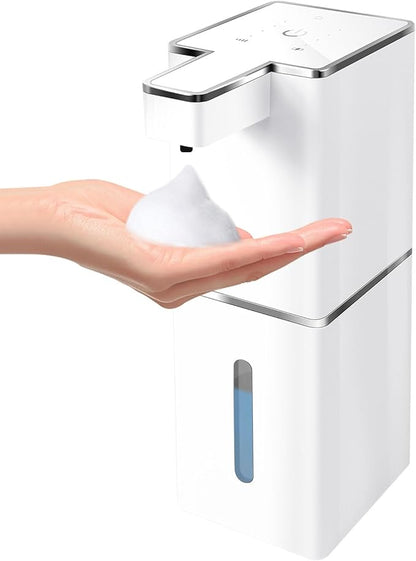 JEMISUN Automatic Foaming Soap Dispenser Touchless 380ml/12.8oz Rechargeable Hand Soap Dispenser Wall Mounted 4 Levels Adjustable Foam Soap Pump for Bathroom Kitchen Dish Soap