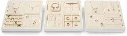 Oirlv Velvet Minimalism Style Jewelry Display Stand Showcase Jewelry Organizer Square Holder(White)