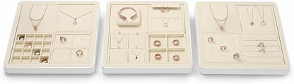 Oirlv Microfiber Jewelry Stud Earring tray Display Tray Earring Display Organizer Tray(Beige)