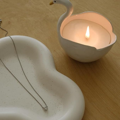 Chubby Jewelry Tray, Cute Cloud Trinket Dish (Nacre White)