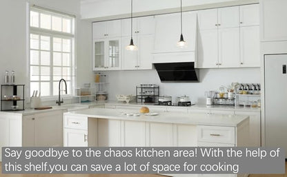 2-Tier Expandable Shelf Organizer for Kitchen Cabinet, Countertop, Pantry & Under-Sink Storage(black)