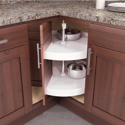 Vath-Sagel Polymer Pie-Cut 2-Shelf Lazy Susan Set for Kitchen Corner Cabinets for Door Attachment, Made in Germany (28 INCH for 36" Corner Cabinet)