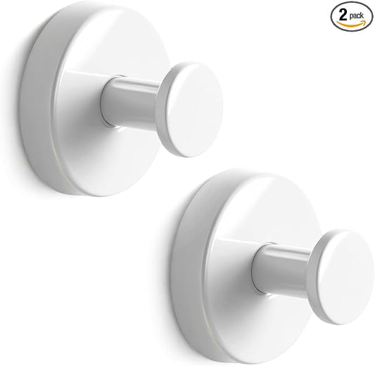 Season 2 Season Suction Cup Hooks for Shower, Bathroom Hooks for Towels Stainless Steel Wall Hook for Hanging up to 6.5 lbs for Kitchen, Glass, Mirror(2PCS White)