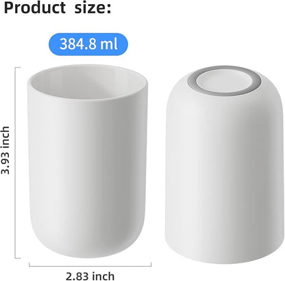 MOPMS Toothbrush Cup 13oz 380ml, Unbreakable Reusable Bathroom Tumbler 1Pc, Non-Slip Plastic Bathroom Cup Toothbrush Holders for Bathroom, Grey