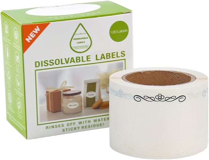 L LIKED 120 Stickers Dissolvable Food Labels for Containers 1 1/2" x 2 1/2" Canning Labels for Jars (Roll of 120) (1 Rolls)