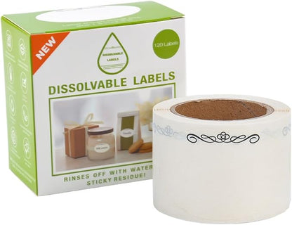 L LIKED 120 Stickers Dissolvable Food Labels for Containers 1 1/2" x 2 1/2" Canning Labels for Jars (Roll of 120) (1 Rolls)