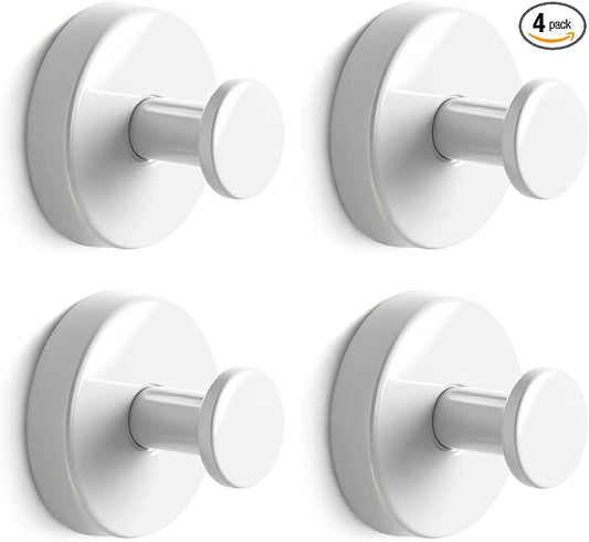 Season 2 Season Suction Cup Hooks for Shower, 4 Pcs Stainless Steel Wall Shower Hooks for Bathroom Kitchen, Glass, Mirror,White