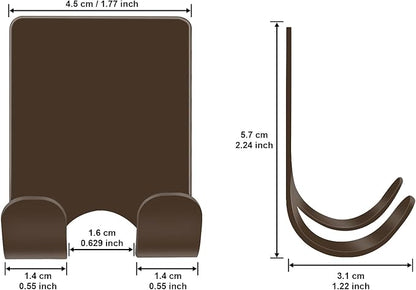 Diesisa Razor Holder for Shower + Adhesive Wall Hooks, Premium 304 Stainless Steel Shower Razor Holder with Heavy Duty Waterproof Sticky Hooks for Hanging Towels, Coat, hat (2+2 Pack)-Brown