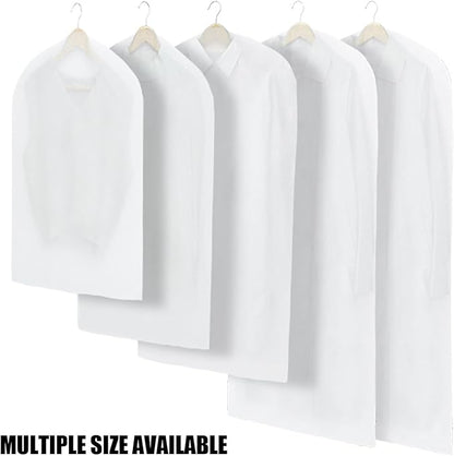 LeLehome Set of 5 Transparent Garment Bags, 24" X 32" Dustproof Washable Clear Travel Suits Clothes Covers, See-Through Coats Organizer Dress Protector Storage Bags