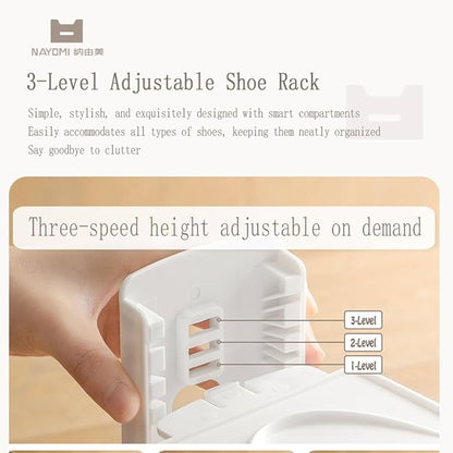 Shoe Slots Organizer 10 Pack - Shoe Stackers, Space Savers 50%, 3 Levels Adjustable, Double Layer Holders for Closet, Space Saver for Entryway,White