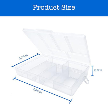 Organizer Box with Dividers - 4 PCS Small Container with Compartments, 6 Compartment Storage Box, Travel Organizer Box, Craft Storage Box (6-GRIDS, 4 Count)