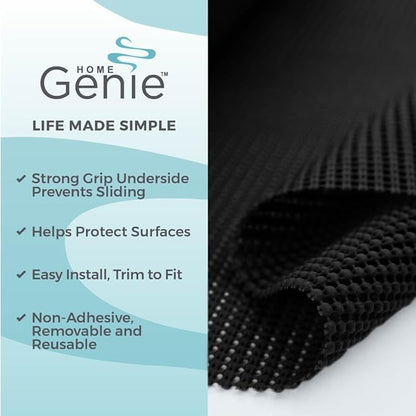 HOME GENIE Shelf Drawer and Cabinet Liner, Durable with Strong Grip, 17.5 in x 10 FT, Non Adhesive Liners Protect Kitchen Cabinets and Cupboard, Bathroom Drawers and Shelves, Desks, Pitch Black
