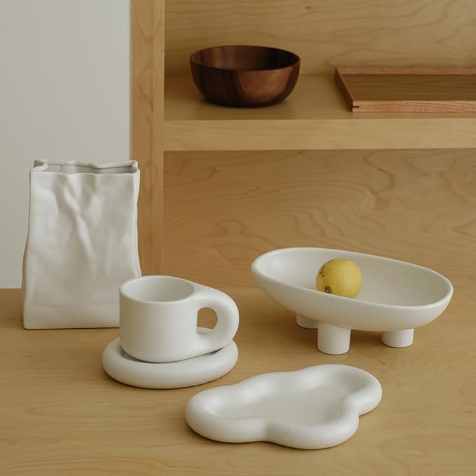 Chubby Jewelry Tray, Cute Cloud Trinket Dish (Nacre White)