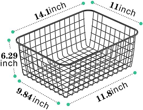 Metal Black Large Wire Basket Food Storage Organizer,pantry organizers and storage for Organizing Kitchen Cabinets potato onion, 4 Pack