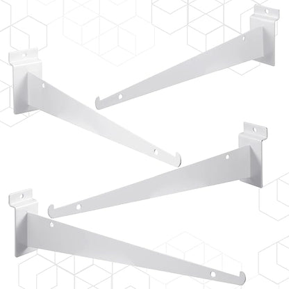 Oudain 12" Slatwall Shelf Bracket with Lip Heavy Duty Slat Wall Brackets Bulk Floating Metal Slatwall Accessories for Shelving Display Garage Kitchen Mounting Supplies(White,30 Pcs)
