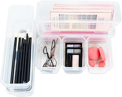 AB Designs Best Kept Plastic Storage Bins with Lids - Mixed Pack, 4 Long & 4 Small Home Organizer Storage Boxes with Lids, Clear