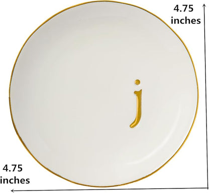 COMMGOAL Ceramic Ring Holder for Jewelry, Jewelry Tray, Ring Dish, Aesthetic Room Decor, Engagement Gifts Bride Gifts Wedding Gifts for Women, White, 4.75"(J)