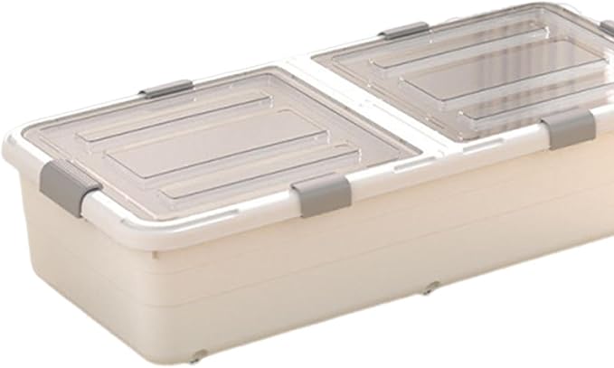 ＫＬＫＣＭＳ Under Bed Storage Container with Wheels for Shoes Clothes Fashion Shoe Organizer Drawer with Clear Lid for Dorm Home Bedroom