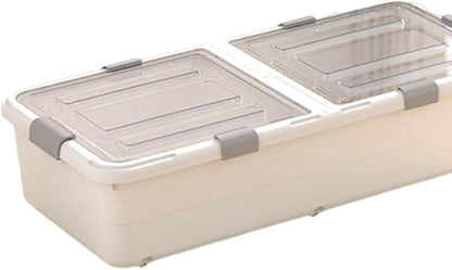 ＫＬＫＣＭＳ Under Bed Storage Container with Wheels for Shoes Clothes Fashion Shoe Organizer Drawer with Clear Lid for Dorm Home Bedroom