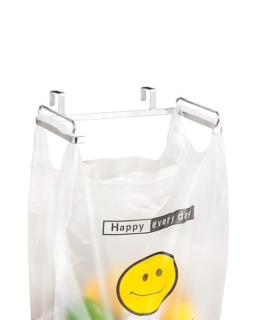 YQh Garbage Bag Holder Stainless Steel for Kitchen Cabinet Doors and Walls (Open-top Style)