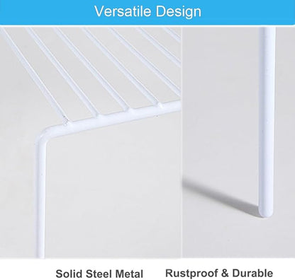 iPEGTOP Set of 4 Kitchen Cabinet Shelf Organizer, Medium (13 x 9.4 Inch) Bathroom Cabinet Organization Wire Shelf Rack, Rustproof Storage Space Saver Shelves for Countertops Pantries Utensils -White