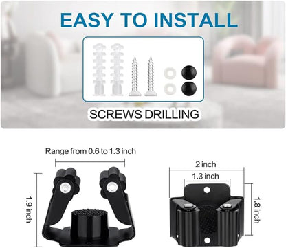 3PCS Broom and Mop Holder, Heavy Duty Garden Tool Organizer Rack Rake and Shovel Handle, Stainless Steel Mop Hanger. Wall Mounted Utility Rack with Screws, Matte Black