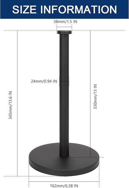 NearMoon Standing Paper Towel Holder, Kitchen Paper Towel Tissue Holder- for Bathroom Countertop, Standard or Jumbo-Sized Roll Paper (with Stainless Steel Base, Matte Black)