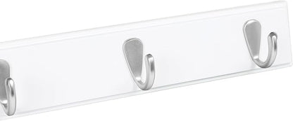 BIRDROCK HOME Modern 3 Hook Coat Rack | Wall Mounted Key Cap & Hat Rack | White Finish | Satin Nickel Hooks