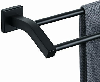 Alise Bath Double Towel Bars Towel Racks for Bathroom,Wall Mount Towel Holder 20-Inch Heavy Duty SUS304 Stainless Steel Towel Hanger Rail,Matte Black