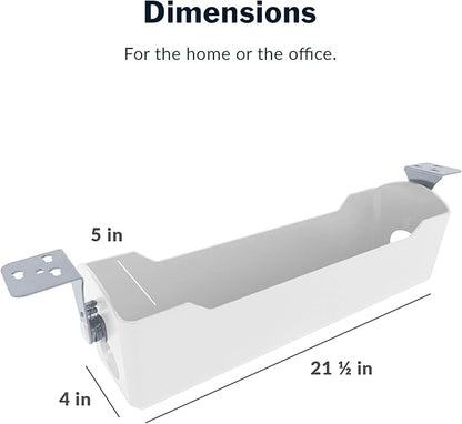 Vari Cable Management Tray - Under Desk Cord & Wire Organizer - Ideal for Home Office Sit Stand Desks - Fits Adjustable Electric Standing Desk 48x30, 60x30, 60x24, 72x30 - Easy Assembly (White)