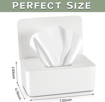 Dryer Sheet Holder with Hinged Lid,Plastic Dryer Sheet Dispenser Container Storage Box Fabric Softener Sheets Holder for Laundry Room Decor(White)