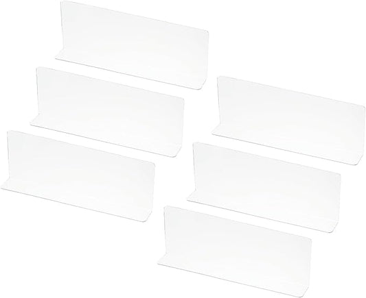 PATIKIL 6 Pack Shelf Dividers for Closet Organization, 11x1.57x3.9 Acrylic Closets Separator Kitchen Cabinet Shelves Under Bed Blocker for Bedroom Kitchen Office, Clear