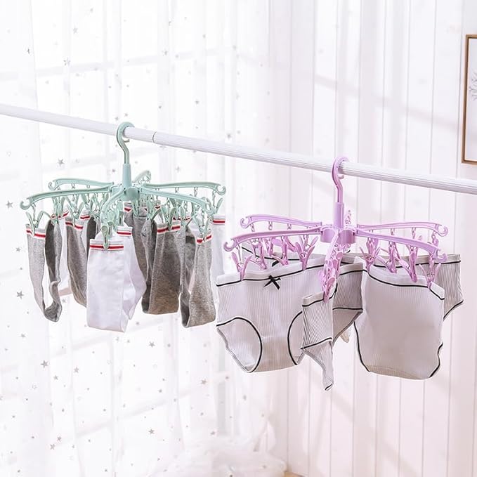 Foldable Drying Rack Drip Hanger, Portable Underwear Hangers Hanging Drying Rack, Folding Rotatable Sock Drying Rack for Drying Socks Lingerie Baby Clothes Drying Towels (Pink)