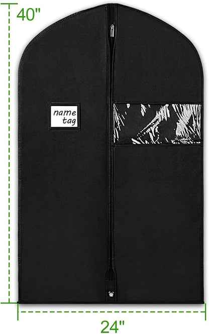 KEEGH 40" Suit Bags Garment Bags for Storage (Set of 6) Garment Bags for Hanging Clothes, Suit Cover Bags Garment Covers for Dress Shirts Coats Clean with Zipper and Transparent Window, Black