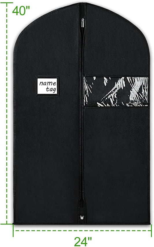 KEEGH 40" Suit Bags Garment Bags for Storage (Set of 6) Garment Bags for Hanging Clothes, Suit Cover Bags Garment Covers for Dress Shirts Coats Clean with Zipper and Transparent Window, Black