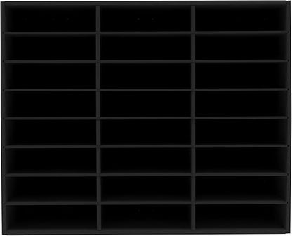 24 Slots Mail Sorters for Office, Desktop Literature Organizer with Removable Shelves, PVC Mail Center Paper Storage Cabinet for Files Magazines Documents, 9 * 2.6in Each Slot (24 Slots - Black)