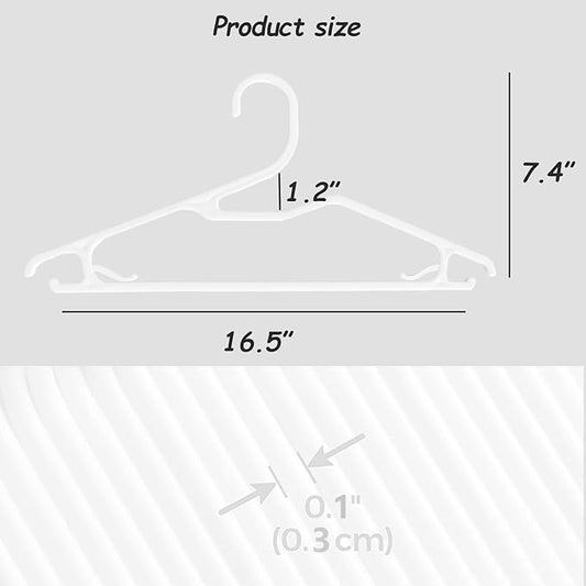 Plastic Hangers, Short Neck Hangers for Clothes, Z-Shape Shirt Hanger for Men 16.5", Flat Space Saving Blouse Hanger for Adults Suit, Hoody, Dress, Small Necked Clothing, Percha de Plástico White 20