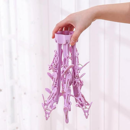 Foldable Drying Rack Drip Hanger, Portable Underwear Hangers Hanging Drying Rack, Folding Rotatable Sock Drying Rack for Drying Socks Lingerie Baby Clothes Drying Towels (Pink)