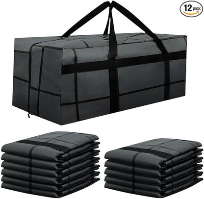 12Pack Extra Large Heavy Duty Moving Bags with Zippers & Reinforced Handles Heavy-Duty Storage Totes – Moving Boxes for Clothes, College Supplies, and Moving – Waterproof & Foldable (Extra Large)