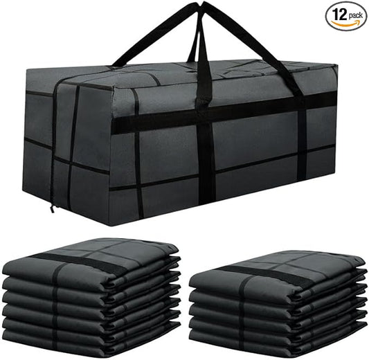12Pack Extra Large Heavy Duty Moving Bags with Zippers & Reinforced Handles Heavy-Duty Storage Totes – Moving Boxes for Clothes, College Supplies, and Moving – Waterproof & Foldable (Extra Large)