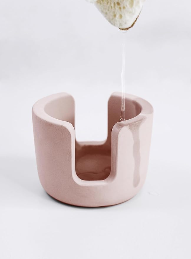 Slow Slog Diatomite Sponge Holder for Countertop Organizer, Quick Dry Stone Sponge Caddy, Diatomaceous Earth Sponge Holder, Absorbent Face Sponge Stand, Brown
