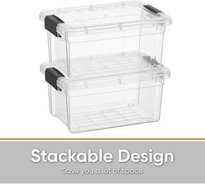 Superio Clear Storage Bins with Lids, Stackable Storage Box with Latches and Handles, Extra Small, 6 Pack 3 Quart