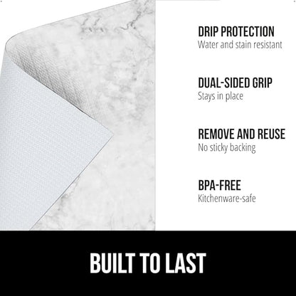 GORILLA GRIP DripGuard Shelf Liner, Non Adhesive Drawer and Kitchen Cabinet Protector, Slip Resistant BPA Free Smooth Surface Plastic Liners for Cabinets, Bathrooms, Closets, 17.5x120 Inch, Marble