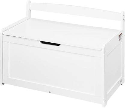VEVOR Wooden Toy Chest for Kids, Toddler Toy Storage Box with Flip-Top Lid and Safety Hinge, 32.68 x 17.91 x 24.02 Large Kids Storage Bench for Playroom, Bedroom, Living Room or Entryway, White