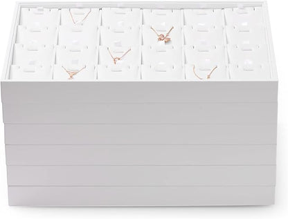 Premium White PU Leather Jewelry Organizer Tray - 12 Grids Display Tray for Earrings, Rings, Bracelets, Necklaces - Dresser & Countertop Storage (35x24cm) - Elegant Jewelry Display for Retail