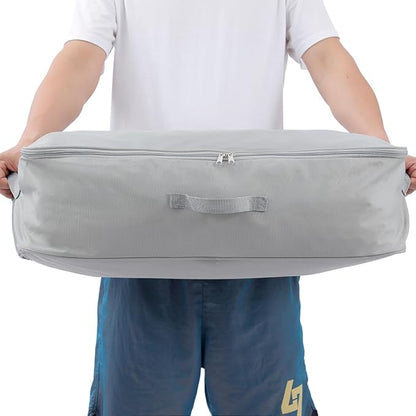 Comforter Clothes Storage Bag, 26.8 x 18 x 7.8 inches, 600D Oxford Fabric for Blanket, Quilt, Pillow, Bedding, Clothes, Sweater, Bedding, Foldable Zipper Container Tote, 2 Carrying Handles, Gray